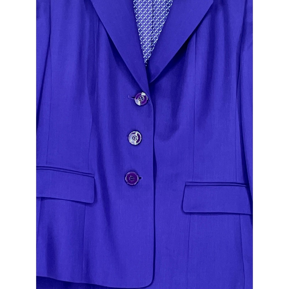 Kasper Womens Suit 16 Pant Set Purple 3 Button Blazer Straight Leg 2pc - Picture 2 of 14